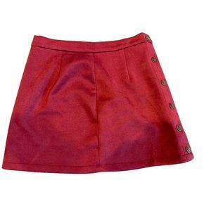 Shein Womens Suede Straight & Pencil Skirt Side Button Flat Front Burgundy SZ S